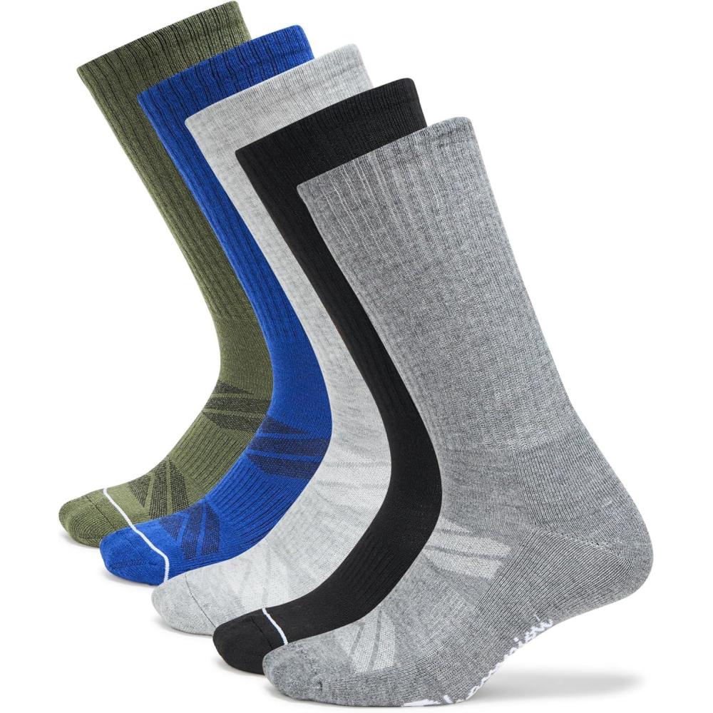 imageChampion Mens Moisturewicking Athletic Crew Socks with Cushioning ampamp Arch SupportGreenGreyBlue Assorted