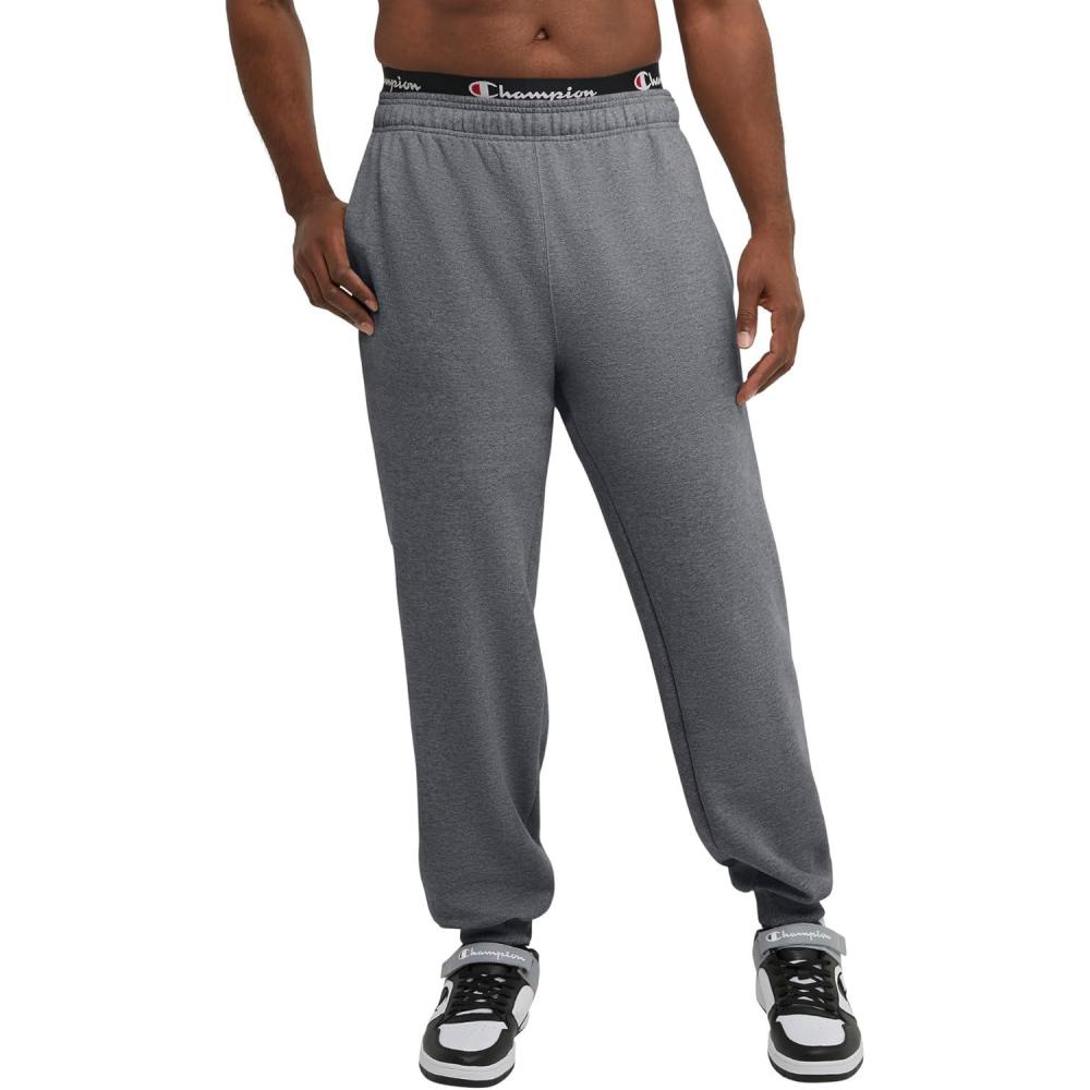 imageChampion Mens Powerblend Fleece JoggersGranite Heather C Patch Logo
