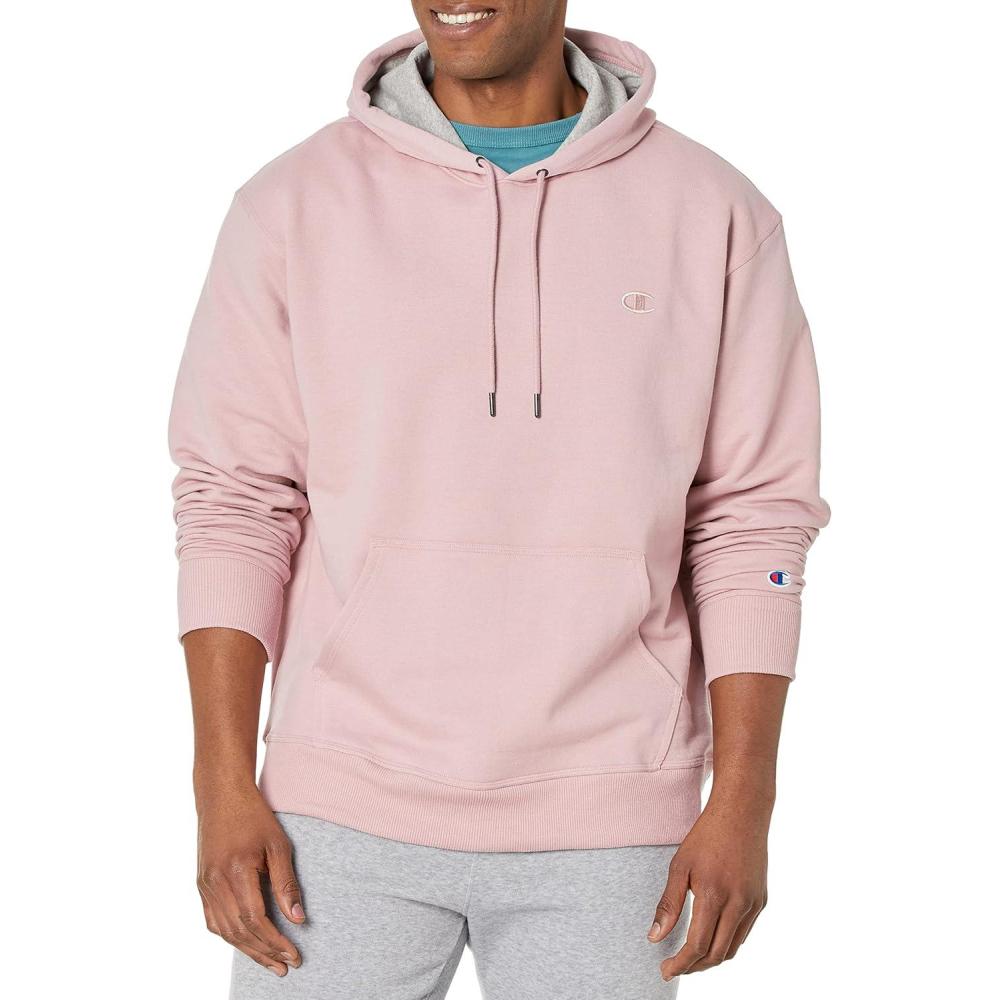 imageChampion Mens Pullover Fleece Hoodie Midweight C Logo Reg Or Big ampamp TallDream Pink C Logo