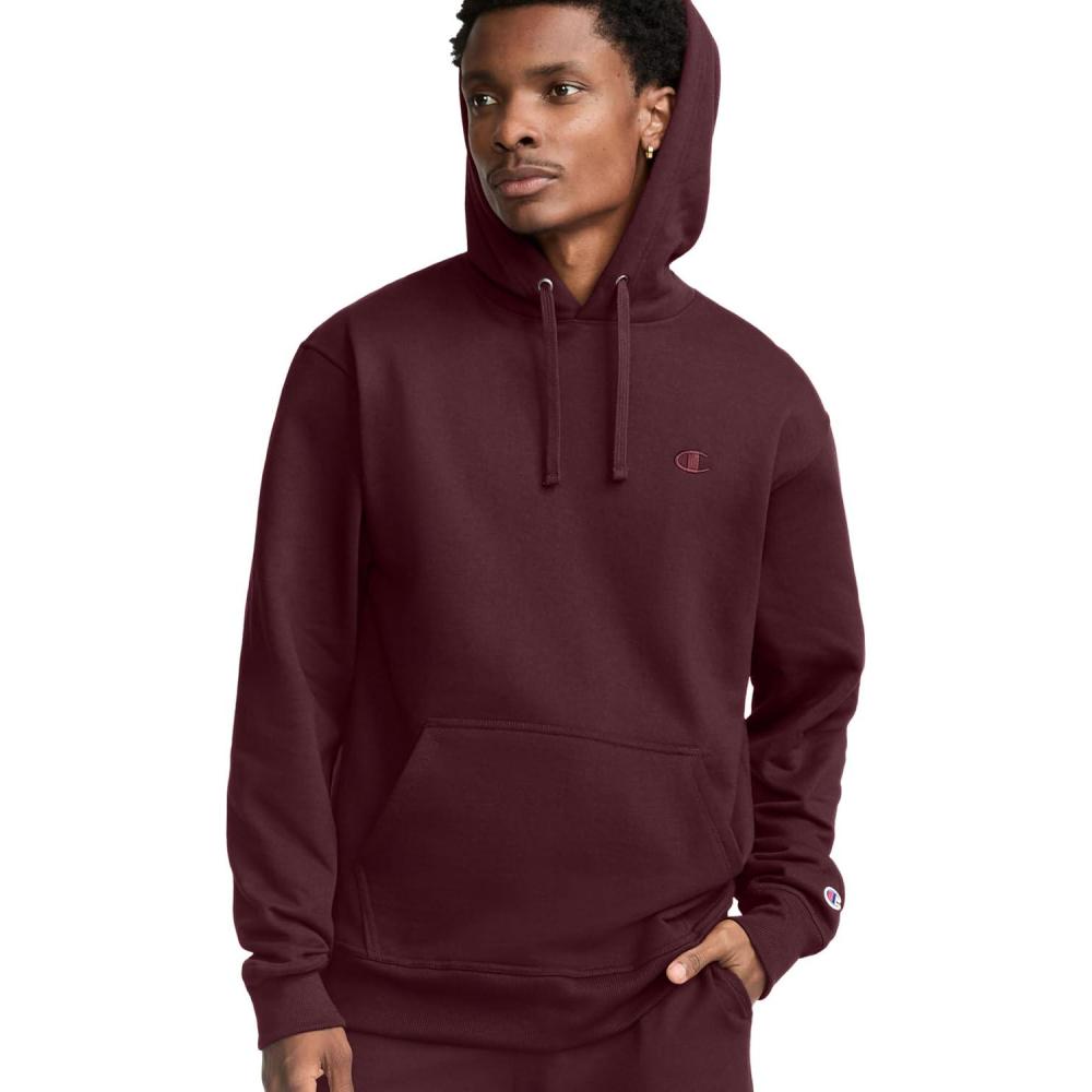 imageChampion Mens Pullover Fleece Hoodie Midweight C Logo Reg Or Big ampamp TallMaroon  C Logo