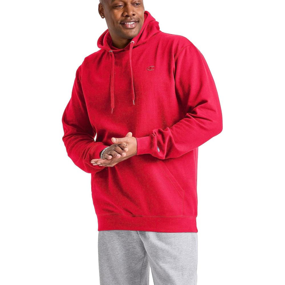 imageChampion Mens Pullover Fleece Hoodie Midweight C Logo Reg Or Big ampamp TallTeam Red Scarlet C Logo
