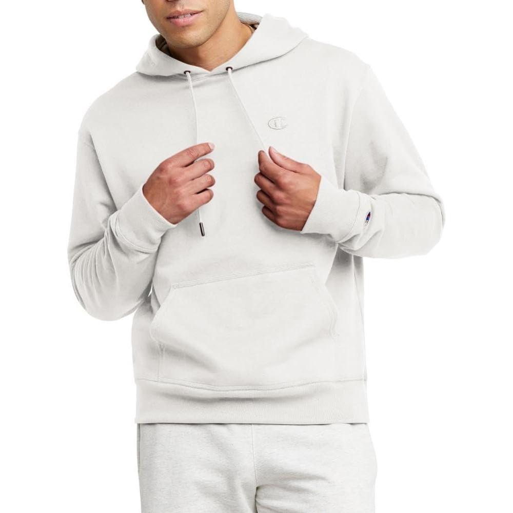 imageChampion Mens Pullover Fleece Hoodie Midweight C Logo Reg Or Big ampamp TallWhite  C Logo