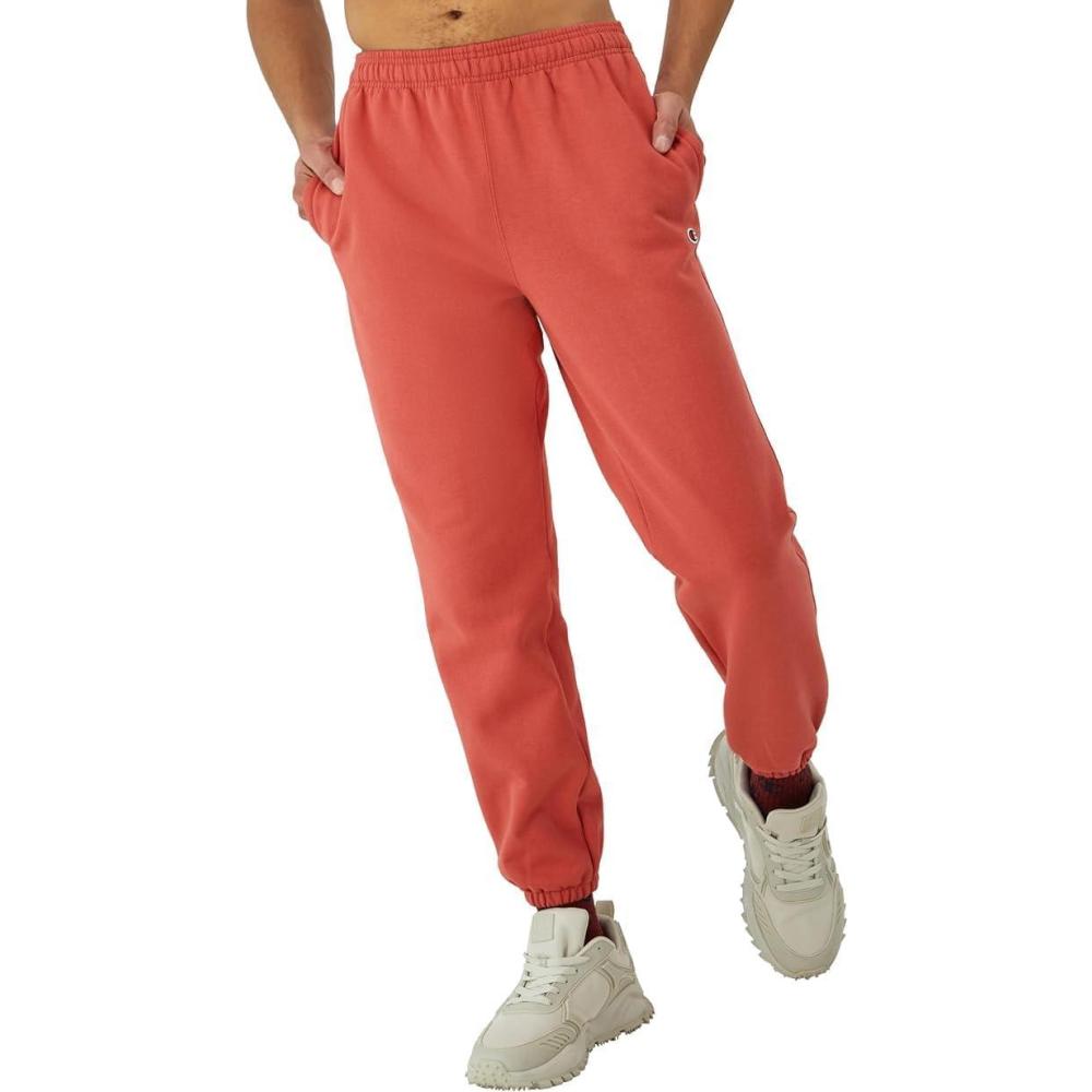 imageChampion Mens Sweatpants Fleece Comfortable Relaxedbottom Pants for Men Reg Or Big ampamp TallPicante Pink C Patch Logo