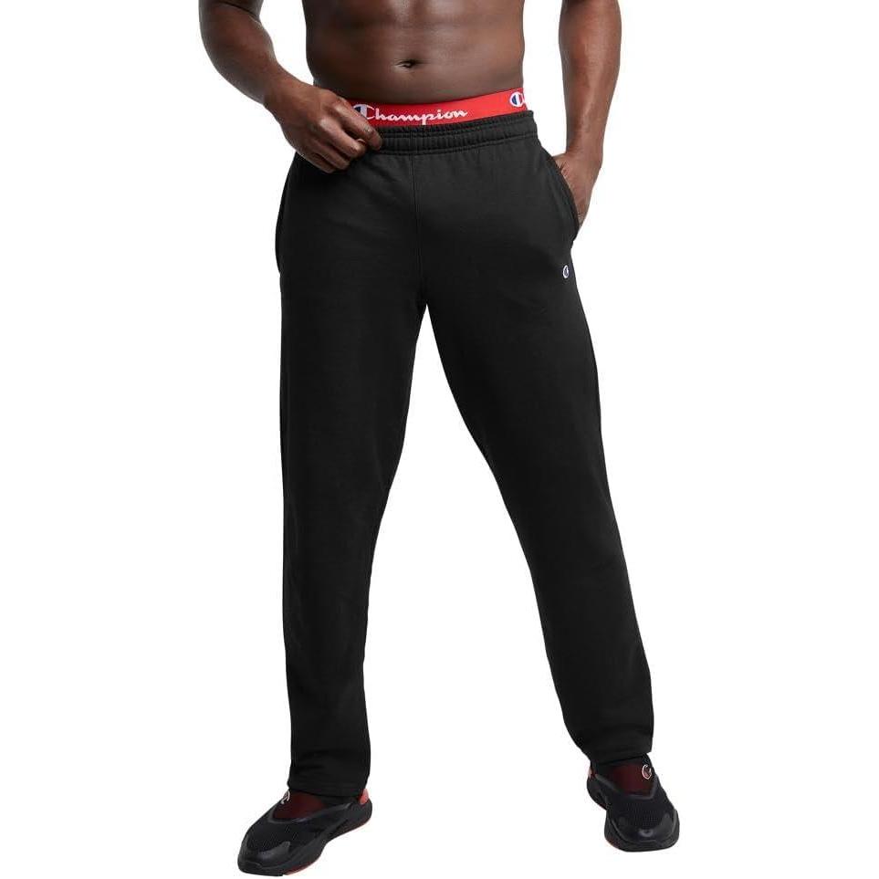 imageChampion Mens Sweatpants Fleece Openbottom Sweatpants for Men Reg Or Big ampamp TallBlack  C Logo