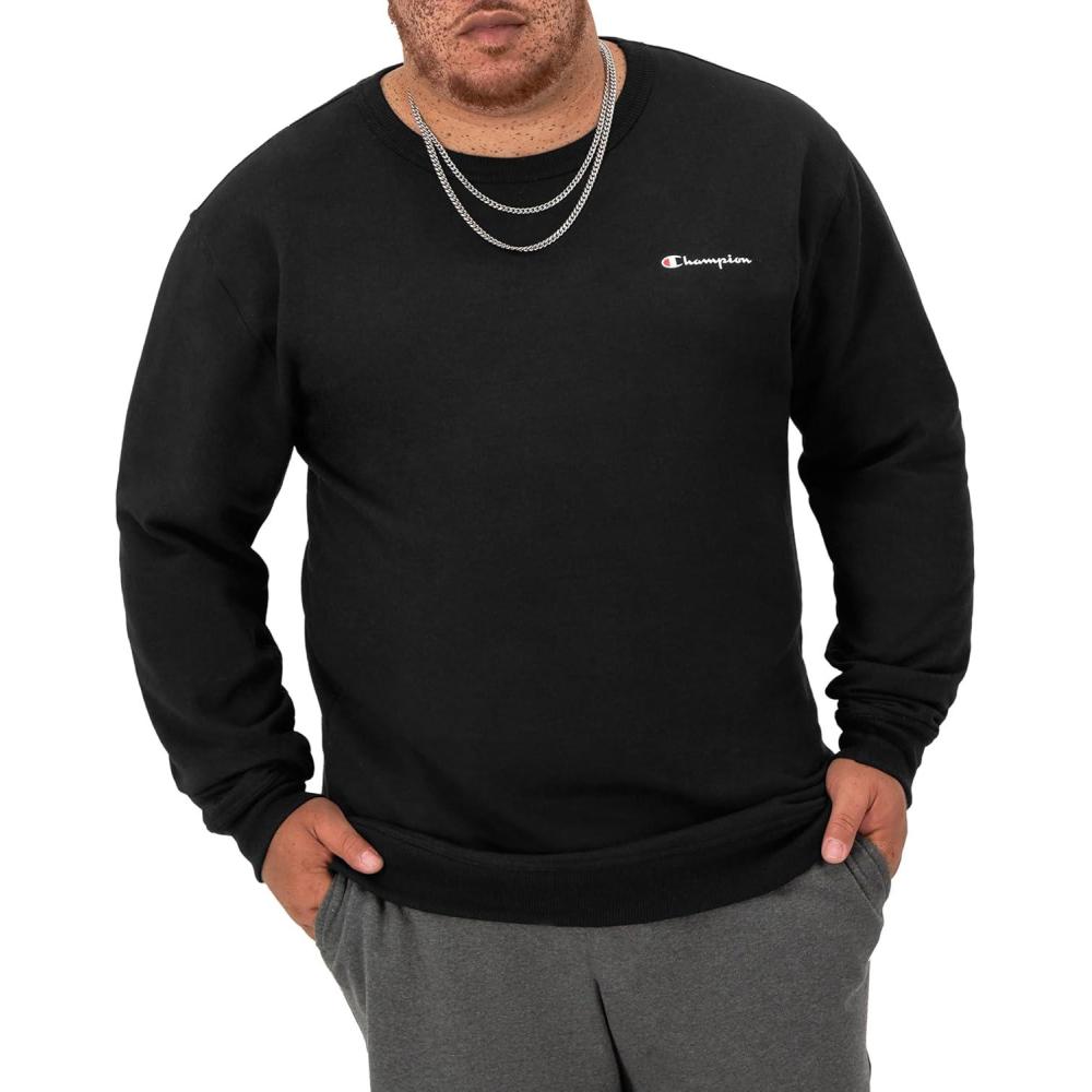 imageChampion Mens Sweatshirt Fleece Midweight Crewneck Sweatshirt Reg Or Big ampamp TallBlack Small Small Script Logo