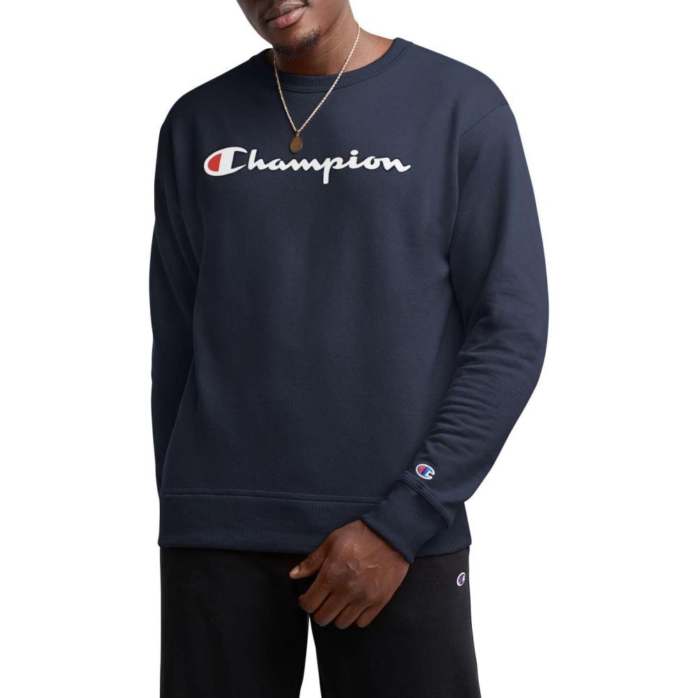 imageChampion Mens Sweatshirt Fleece Midweight Crewneck Sweatshirt Reg Or Big ampamp TallNavy Script