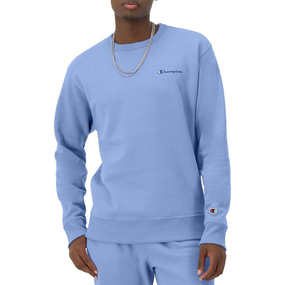 imageChampion Mens Sweatshirt Fleece Midweight Crewneck Sweatshirt Reg Or Big ampamp TallPlaster Blue Small Script