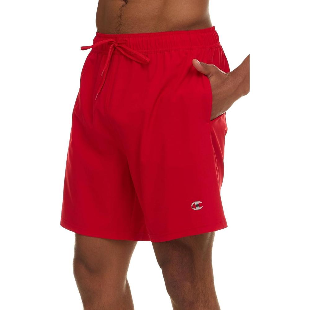 imageChampion Mens Swim Trunks with Mesh Liner 7quot Inseam Quick Drying Mens Bathing Suit Board Shorts for Swimming and BeachRed