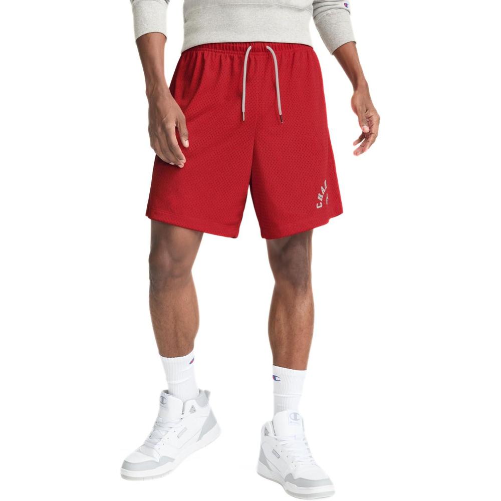 imageChampion Mens Yearbook Mesh Short 7quot Arch LogoSpirited Red