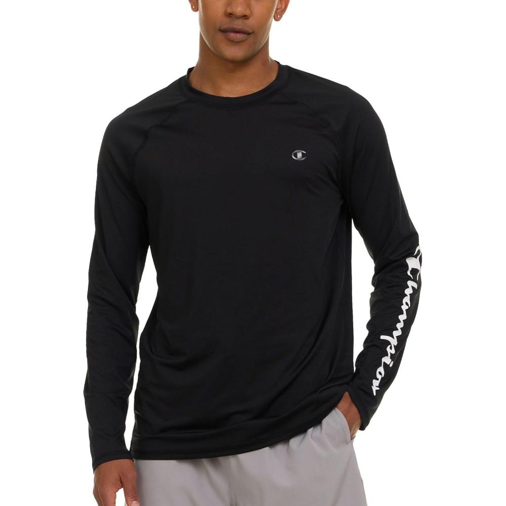 imageChampion Rash Guard for Men Long Sleeve Mens Swim Shirt for Fishing Hiking UPF 50 SPF Sun UV Protection Quick DryBlack