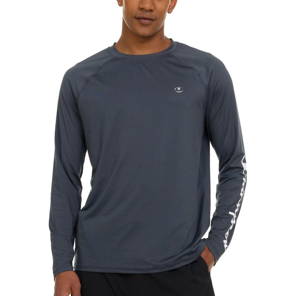 imageChampion Rash Guard for Men Long Sleeve Mens Swim Shirt for Fishing Hiking UPF 50 SPF Sun UV Protection Quick DryDark Grey