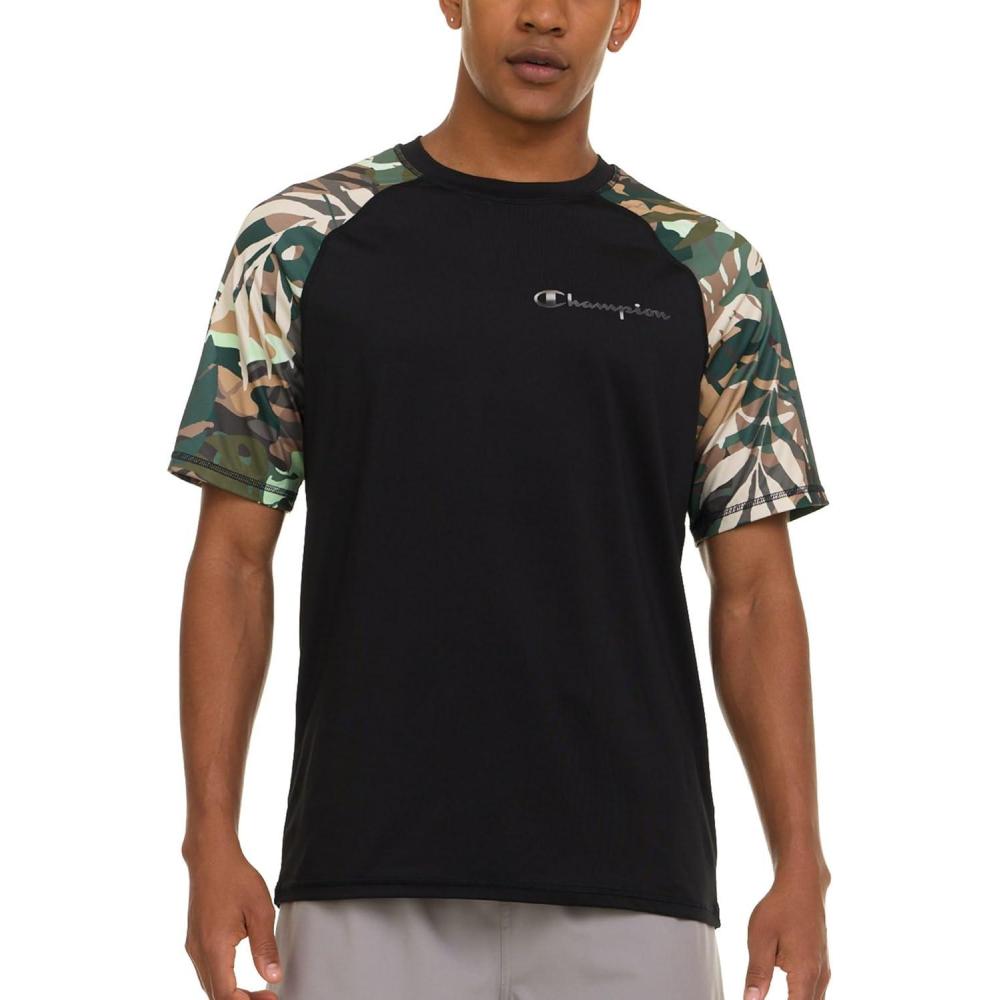 imageChampion Rash Guard for Men Short Sleeve Mens Swim Shirt Sun Shirt UPF 50 UV Protection SPF Quick Drying RashguardBlackCamo