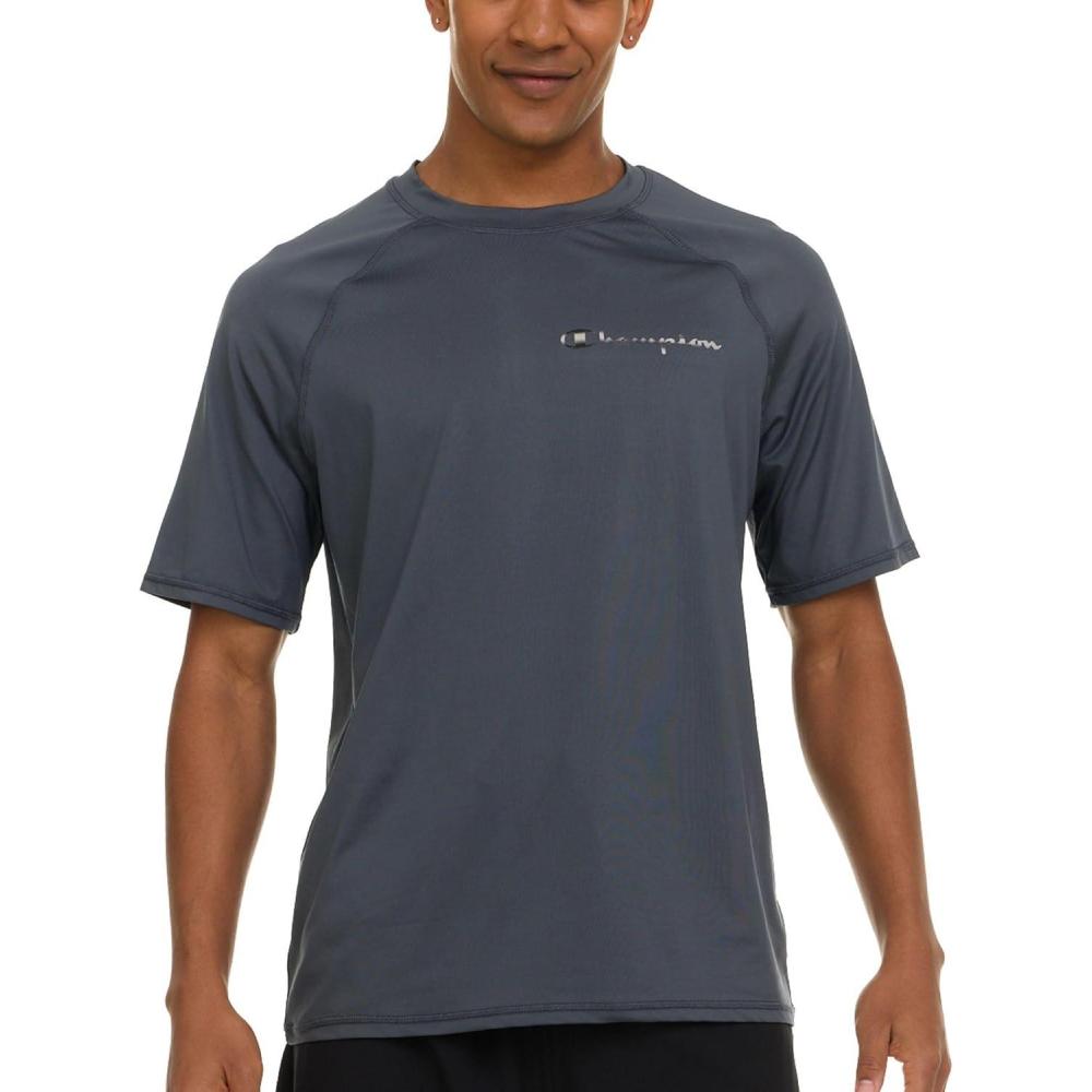 imageChampion Rash Guard for Men Short Sleeve Mens Swim Shirt Sun Shirt UPF 50 UV Protection SPF Quick Drying RashguardDark Grey