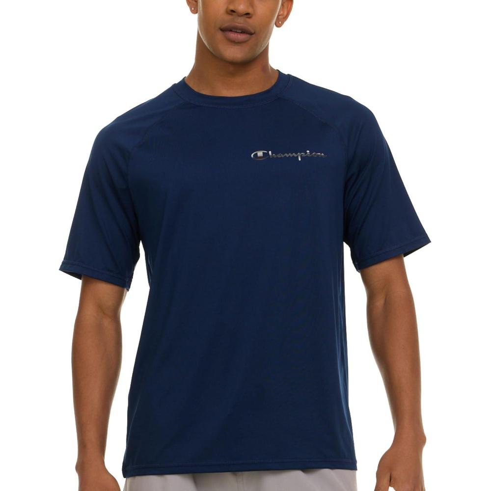 imageChampion Rash Guard for Men Short Sleeve Mens Swim Shirt Sun Shirt UPF 50 UV Protection SPF Quick Drying RashguardNavy