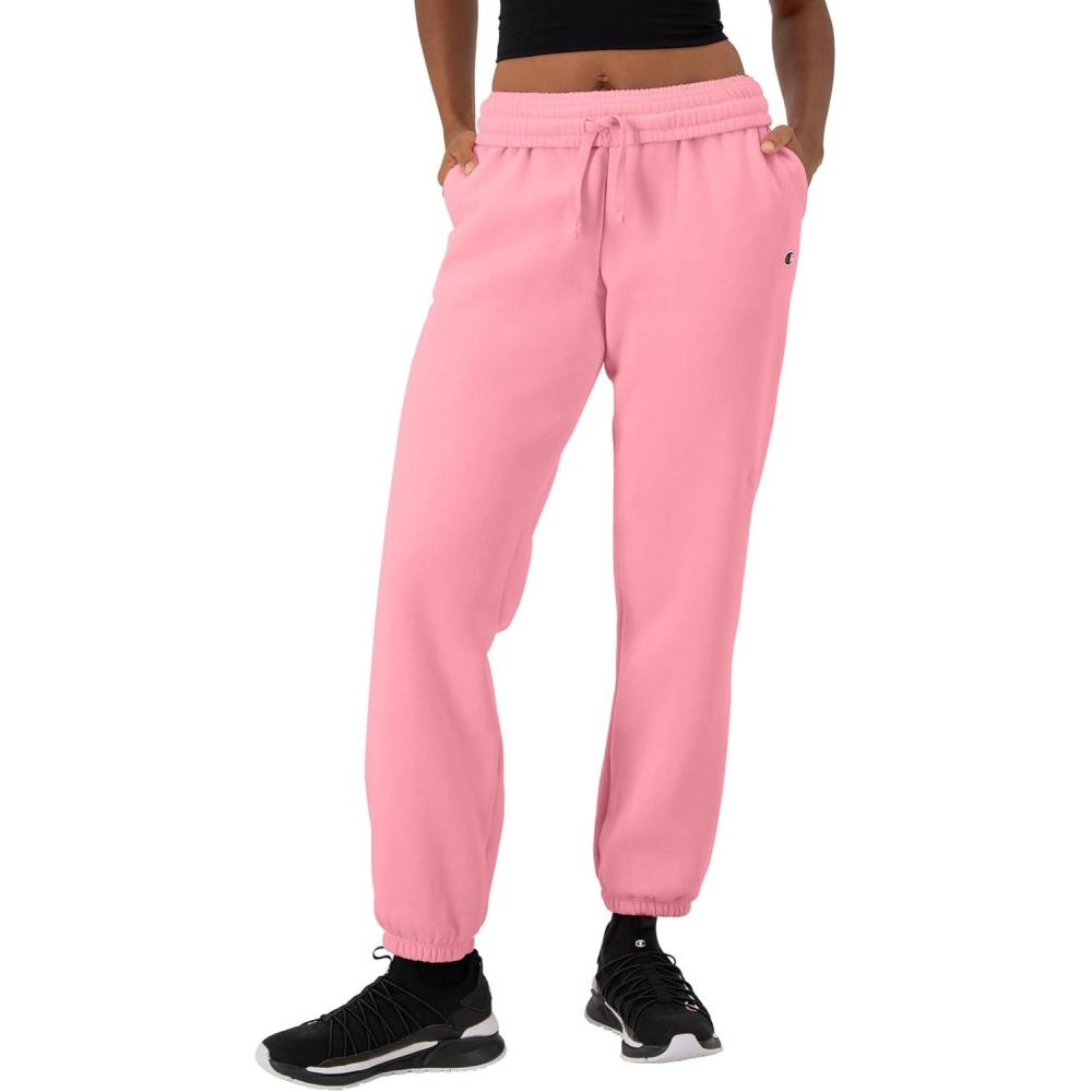 imageChampion Womens CinchedBottom Fleece Sweatpants Oversized Fit MidweightMarzipan Pink