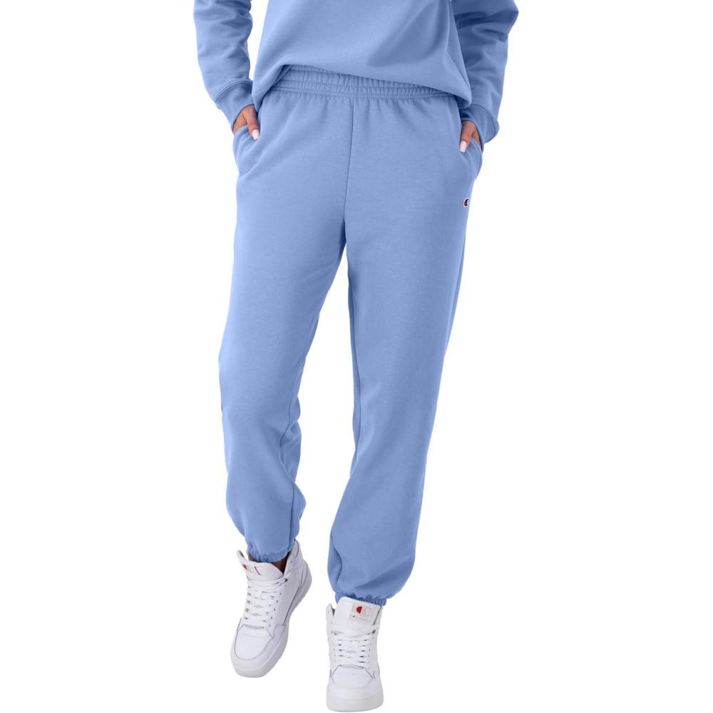 imageChampion Womens CinchedBottom Fleece Sweatpants Oversized Fit MidweightPlaster Blue