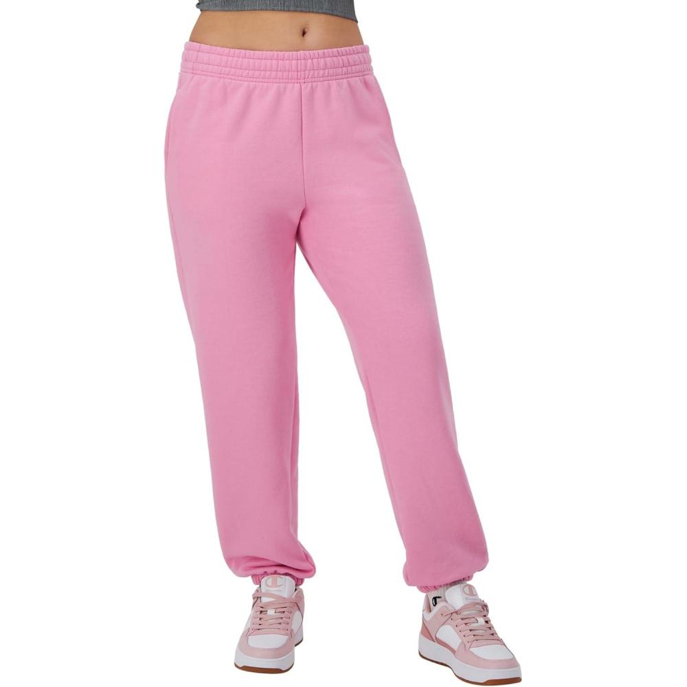 imageChampion Womens CinchedBottom Fleece Sweatpants Oversized Fit MidweightSpirited Pink