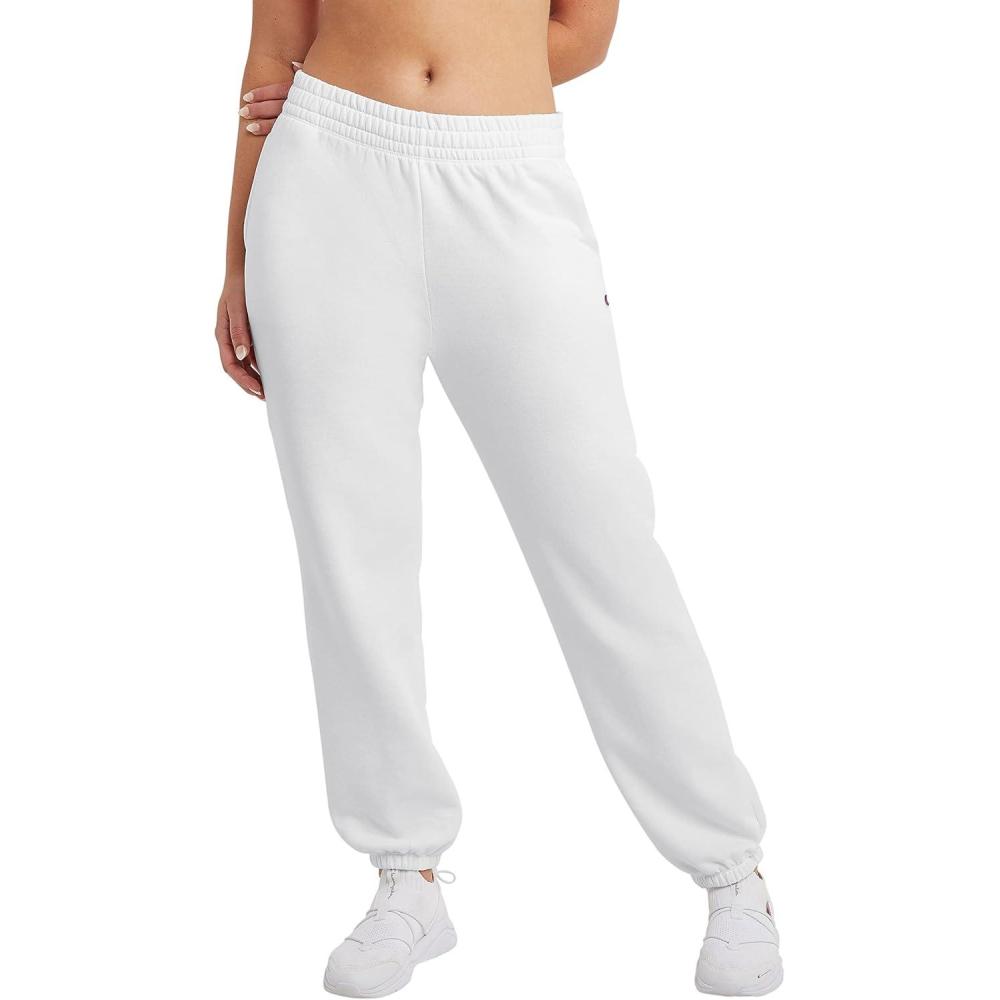imageChampion Womens CinchedBottom Fleece Sweatpants Oversized Fit MidweightWhite
