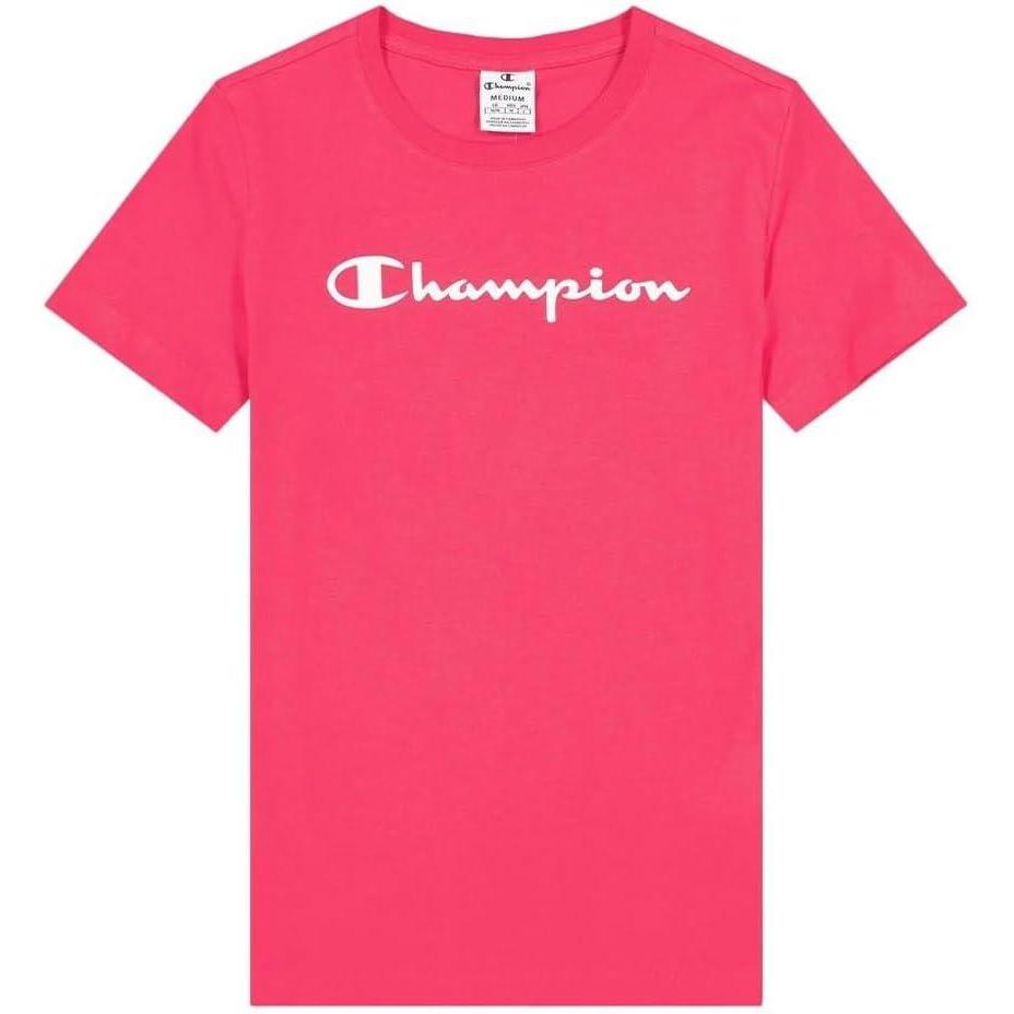 imageChampion Womens Classic Short Sleeve Graphic TShirt Standard Fit Script LogoHotpink