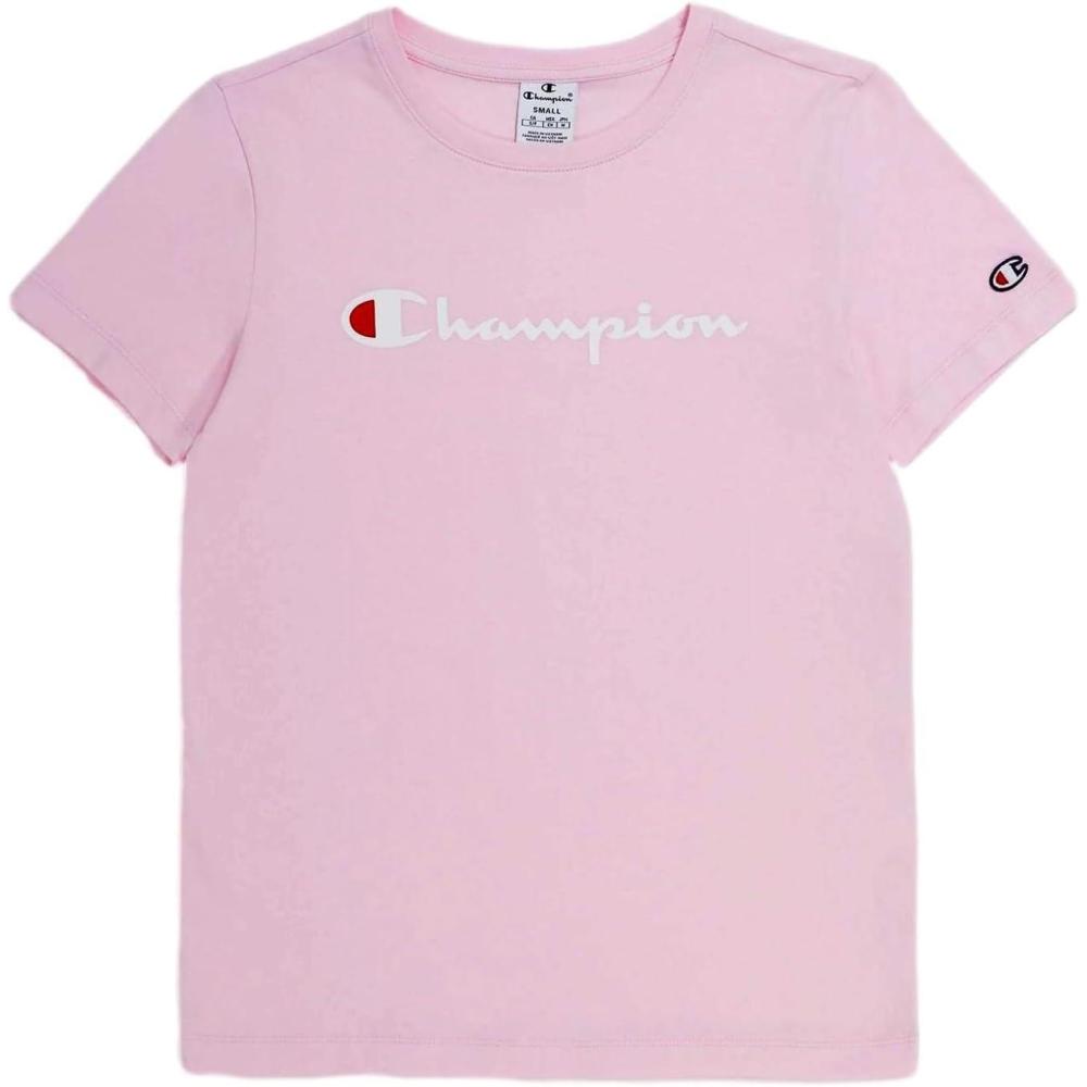 imageChampion Womens Classic Short Sleeve Graphic TShirt Standard Fit Script LogoPinkpoeny