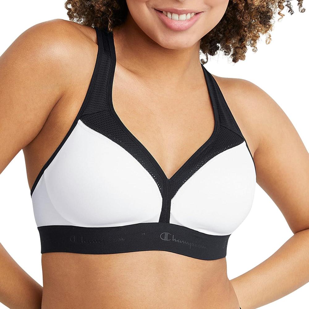 imageChampion Womens Curvy Sports Bra TexturedWhiteBlack