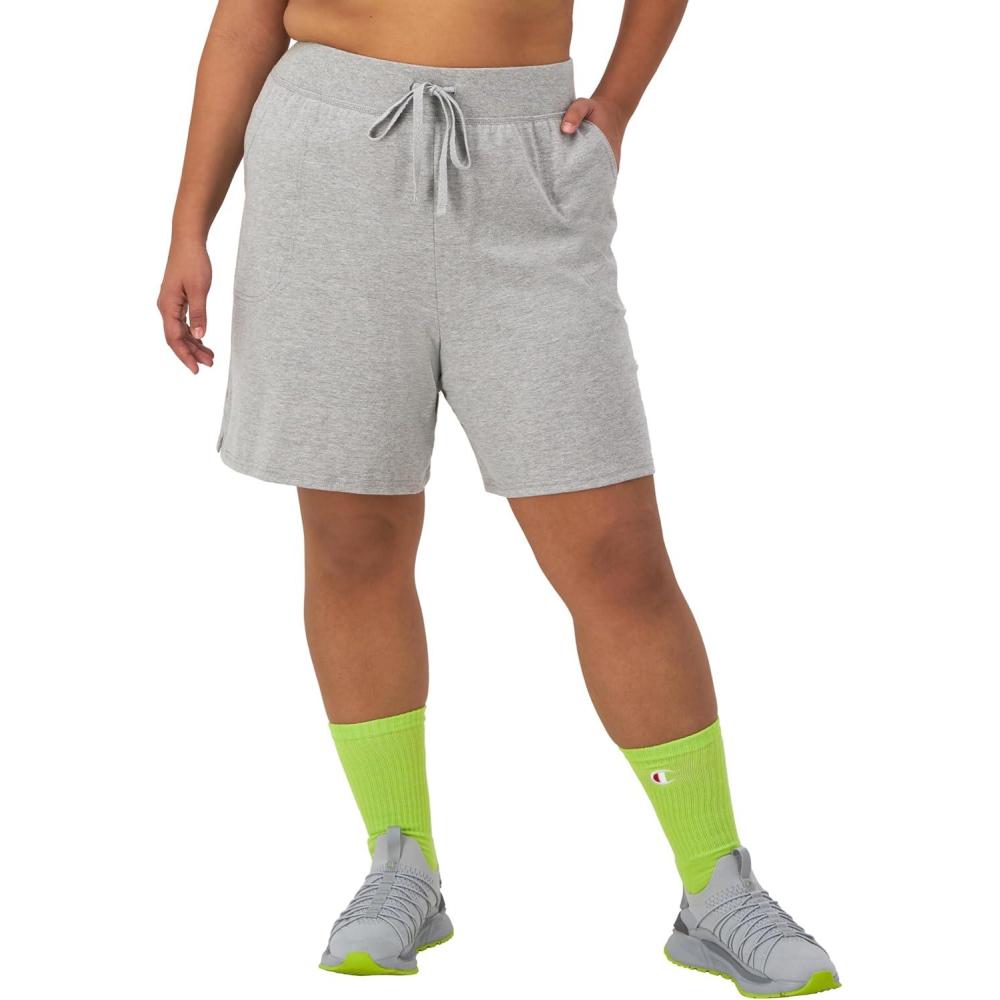 imageChampion Womens Shorts Jersey Shorts Soft Lightweight Comfortable Shorts for Women 5quot Plus Size AvailableOxford Gray