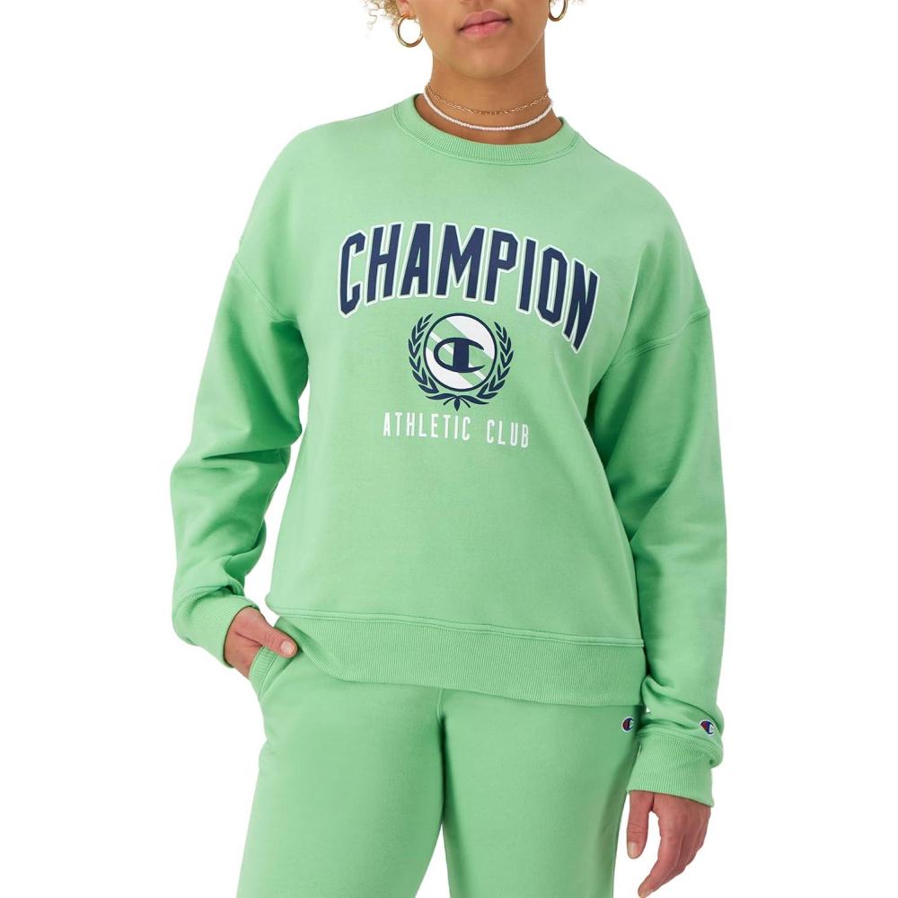 imageChampion Womens Sweatshirt Fleece Crewneck Sweatshirt Warm Sweatshirt for Women Plus Size AvailableSpring Green Champion Athletic Club