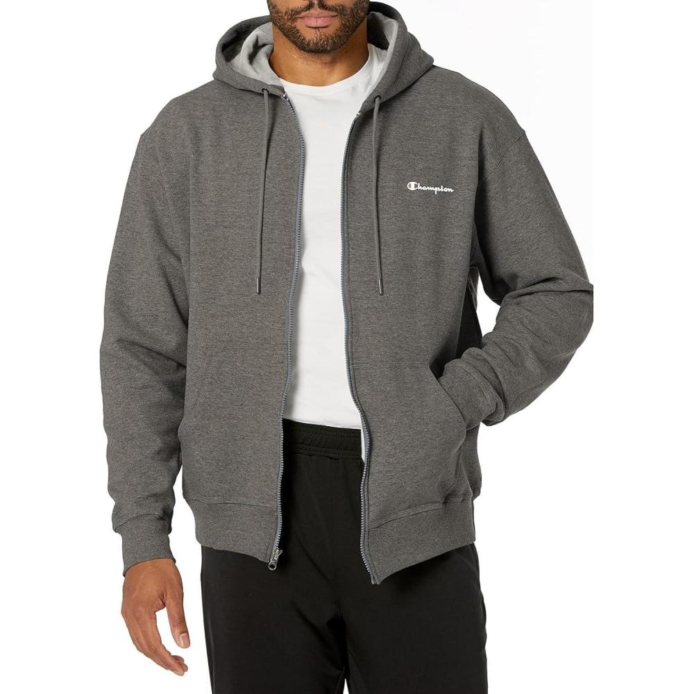imageChampion mens Zipup Hoodie Comfortable Zipup Hoodie Sweatshirt for Men Reg Or Big ampamp TallGranite Heather Small  Small Script Logo