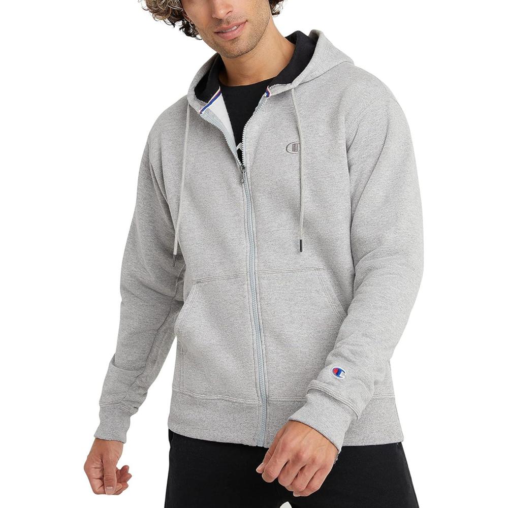 imageChampion mens Zipup Hoodie Comfortable Zipup Hoodie Sweatshirt for Men Reg Or Big ampamp TallOxford Gray C Logo