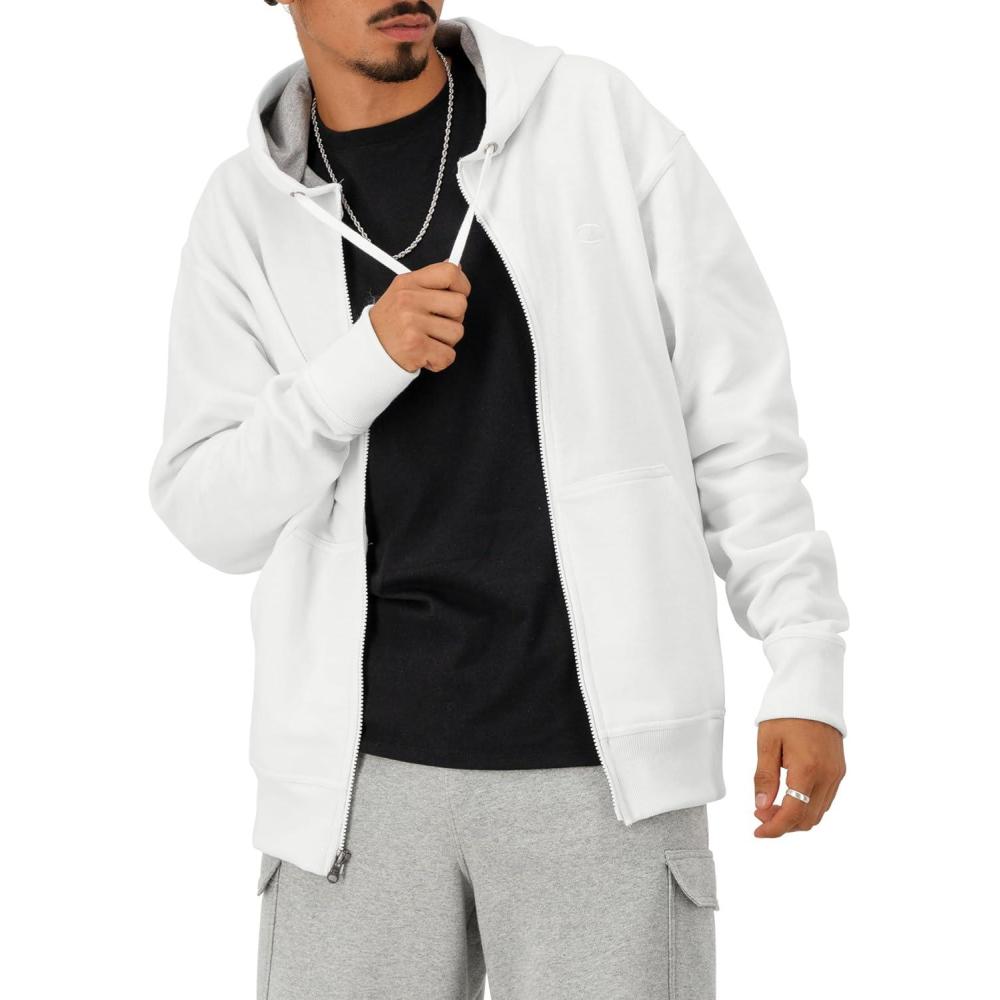 imageChampion mens Zipup Hoodie Comfortable Zipup Hoodie Sweatshirt for Men Reg Or Big ampamp TallWhite C Logo