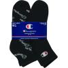 Champion Men’s Ankle Socks (6-Pack)(Black With All Over Script – 6 Pack)