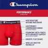 Champion Men’s Everyday Active Lightweight Stretch Boxer Briefs – 3 Pack(Regular Leg – Navy/Electric Cyan/Red – 3 Pack)