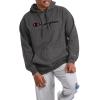 Champion Men’s Fleece Script Logo Hoodie (Reg. Or Big & Tall)(Granite Heather – Classic Script Logo)