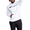 Champion Men’s Fleece Script Logo Hoodie (Reg. Or Big & Tall)(White – Classic Script Logo)