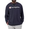 Champion Men’s Long Sleeve T-shirt, Classic T-shirt for Men (Reg. Or Big & Tall)(Navy Script)