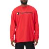 Champion Men’s Long Sleeve T-shirt, Classic T-shirt for Men (Reg. Or Big & Tall)(Scarlet – Classic Script Logo)