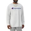 Champion Men’s Long Sleeve T-shirt, Classic T-shirt for Men (Reg. Or Big & Tall)(White – Classic Script Logo)