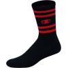 Champion Men’s Moisture-wicking Athletic Crew Socks with Cushioning & Arch Support(Black With Stripes – 6 Pack)
