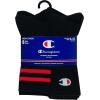 Champion Men’s Moisture-wicking Athletic Crew Socks with Cushioning & Arch Support(Black With Stripes – 6 Pack)