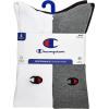 Champion Men’s Moisture-wicking Athletic Crew Socks with Cushioning & Arch Support(Multi (White  Grey  Black))