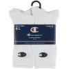 Champion Men’s Moisture-wicking Athletic Crew Socks with Cushioning & Arch Support(White – 6 Pack)