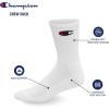 Champion Men’s Moisture-wicking Athletic Crew Socks with Cushioning & Arch Support(White With 3 C’s – 6 Pack)