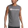 Champion Men’s Muscle Tank, Classic Graphic Muscle Tee, Sleeveless T-shirt for Men (Reg. Or Big & Tall)(Granite Heather – Classic Script Logo)