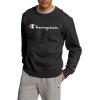 Champion Men’s Sweatshirt, Fleece Midweight Crewneck Sweatshirt (Reg. Or Big & Tall)(Black – Classic Script Logo)