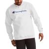 Champion Men’s Sweatshirt, Fleece Midweight Crewneck Sweatshirt (Reg. Or Big & Tall)(White – Classic Script Logo)
