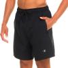 Champion Mens Swim Trunks with Compression Liner, 2 in 1 Mens Bathing Suit Shorts, 7 Inch Inseam Board Shorts for Swimming(Black)