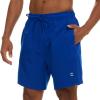Champion Mens Swim Trunks with Compression Liner, 2 in 1 Mens Bathing Suit Shorts, 7 Inch Inseam Board Shorts for Swimming(Blue)