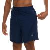 Champion Mens Swim Trunks with Compression Liner, 2 in 1 Mens Bathing Suit Shorts, 7 Inch Inseam Board Shorts for Swimming(Navy)