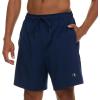 Champion Mens Swim Trunks with Compression Liner, 2 in 1 Mens Bathing Suit Shorts, 7 Inch Inseam Board Shorts for Swimming(Navy)