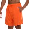 Champion Mens Swim Trunks with Compression Liner, 2 in 1 Mens Bathing Suit Shorts, 7 Inch Inseam Board Shorts for Swimming(Orange)
